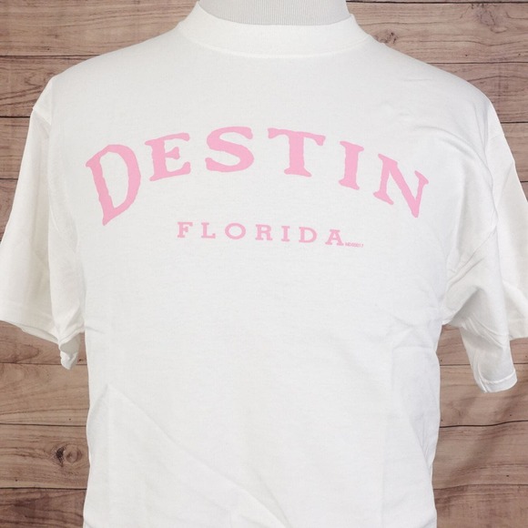 VINTAGE DESTIN FLORIDA SPELLOUT TRAVEL TOURIST 00s T-SHIRT SZ L NWT DEADSTOCK - Picture 1 of 7